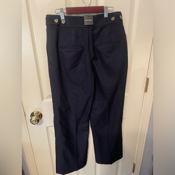 NWT Club Monaco Textured Bootcut Trousers Cotton Navy - Picture 2 of 9